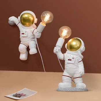 Šiuolaikinės Kosmoso Astronautas stalinės Lempos Vaikų Svajonė Kūrybos LED Stalo Lempa Kūdikiui Cartoom Miegamasis Lentelė Art Deco Dervos Mėnulio Lempos