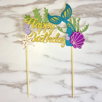 Žvaigždė Undinė Happy birthday Cake Toppers Cupcake Baby Shower 