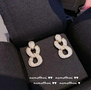 Žėrintys aukso grandinės perlas auskarai visas blizga hinestone nereguliarus ratas elegantiškas moteris klasikiniai auskarai