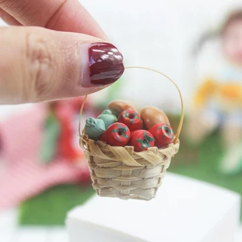 1Pc 1:12 Lėlių Mini Augalinių Maisto produktų Laikymo Krepšelis Lėlės Namas Virtuvės Dekoro Naujas