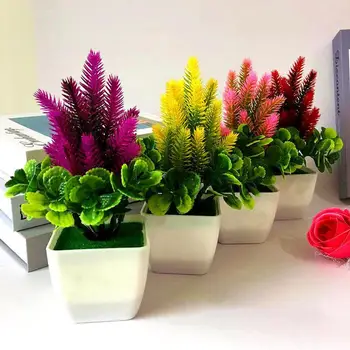1Pc Dirbtinių Gėlių, Žolės Vazoninių Bonsai Kambarį Biure Sodo Stalo Dekoro Ne nyksta Plastiko Modeliavimas Augalai