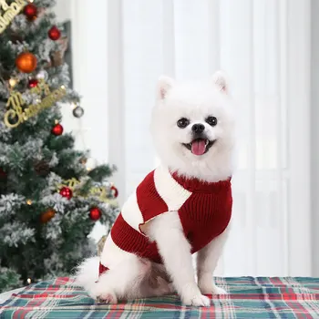Kalėdų Dryžuotas Naminių Šunų Drabužius Raudonas Megztinis Šunims Vidutinio prancūzų Buldogas Rudenį, Žiemą Maži Teddy Boy Girl Ropa Para Perro