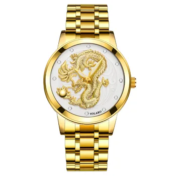 Naujas Aukso Vyrai Laikrodžiai Top Brand Prabanga Vandeniui Kinų Drakonas Žiūrėti Visą Verslo Plieno Kvarcinis Laikrodis Vyrų Relogio Masculino