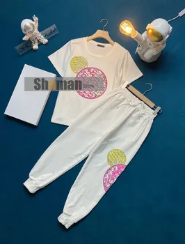 Prabangos dizaineris 2021 naujas dviejų firminių 2 gabalas rinkiniai, komplektai vasaros moteriškų rūbų logoed kelnes ir trumpomis rankovėmis marškinėlius viršuje S-XL