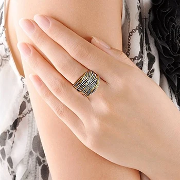 Prabangus Retro Kristalų Cirkonis Žiedai Moterų Mados Vestuvių Papuošalai Šalis Žiedas Elegantiškas Aukso/Skiedra Spalva Vestuvių Ponios Žiedai
