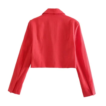 Tvirtą raudona mados ilgomis rankovėmis blazer office lady Elegantiškas plonas prašmatnus outwear švarkas moterims 2021 Dvigubo breasted švarkas mergaitei