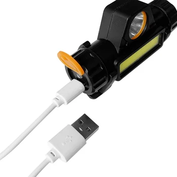 USB Įkrovimo COB LED Žibintai, Galvos Žibintuvėlis Žibintuvėlis Darbą Šviesos Žibintai Lauko Įspėjamoji Lemputė Waterprof Lauko Įrankiai
