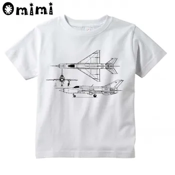 Vaikai MIG 21 Reaktyvinių lėktuvų Mados Dizaino Viršūnes Berniukų/Mergaičių Atsitiktinis Marškinėliai Vaikams Cool White T-Shirt
