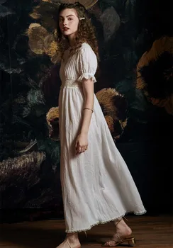 Vasaros Suknelė Pižamą Elegantiškas, Romantiškas Sleepwear Balta Trumpas Leeve Suknelė Moteris Vasarą Princesė Naktiniai Drabužiai Sijonas Laisvalaikiui