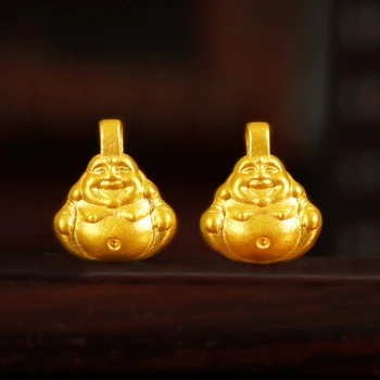 1 VNT. Naujas Kieto Grynas 24Kt 3D Geltonos Aukso Pakabukas Mini Buda Granulių Pakabukas 0.1-0.2 g 9x8x1.5mm