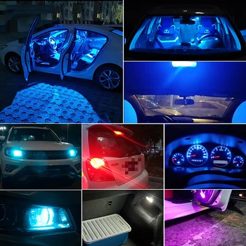 10vnt/Daug LED T10 W5W COB Stiklo Automobilių Lemputės Auto Licenciją Plokštelės Dome Skaityti DRL Lempos Stiliaus 12V Balta Raudona Geltona Žalia Mėlyna Rožinė