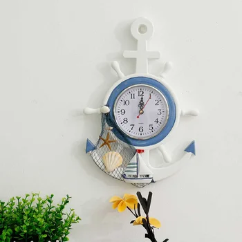 33cm Inkaro Laikrodis, Medinės Viduržemio jūros regiono Stiliaus Namo Sienos Laikrodį, Paplūdimys, Jūra Temą Jūrinių Laivų Varantys Šiaurės šalių Sienos Kabo Dekoro