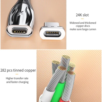 5A Magnetinio USB C Kabelio 40W Apkrauna Magnetinio C Tipo Kabelis 30W Magnetinio Įkroviklio Laidą Xiaomi Redmi Huawei Honor 8 9 10 V20