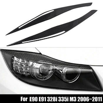 Anglies Pluošto priekinis žibintas Vokų Antakių Padengti Lipdukai Apdaila BMW E90 E91 328I 335I M3 2006-2011 m.