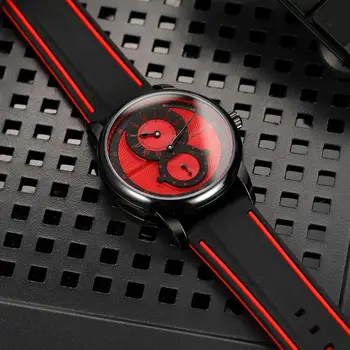 Forsining Klasikinis Raudonas Juodas Vyrų Automatinis Mechaninis laikrodis Tuščiaviduriai Vandeniui atsparus Silikoninis Dirželis Atsitiktinis Sporto Žiūrėti Reloj Hombre