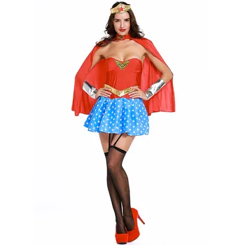 Helovinas Sexy Įdomu Superwomen Kostiumas Suaugusių Moterų Superhero Fantazijos Išgalvotas Suknelė