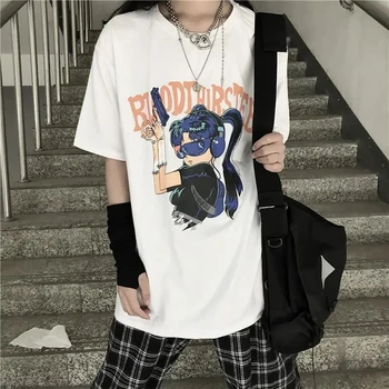 Japonijos Streetwear Anime Marškinėlius Gotikos Kawaii Rūbų, Grafinis Trumpas Rankovės Tees Viršuje Vasaros Viršūnes Moterų 2021 Marškinėliai Femme