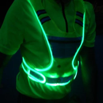 LED Šviesos Veikia Vest USB Įkrovimo Moterys Vyrai Įspėjamieji Žibintai Saugos Liemenė Dviračių šviesą Atspindinčios Liemenės Įspėjimas