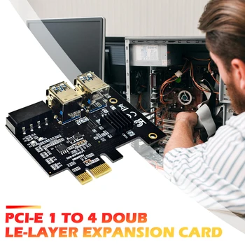 PCIe į PCIe adapteris 1x iki 16x 1 iki 4 USB 3.0 auksu dual-layer sąsajos + 4pin maitinimo plėtros kortelę hub adapteris