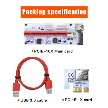Riser Card 008s VER008S 3 in 1 4Pin Molex 6PIN SATA PCIE PCI-E PCI Express Adapter 1X 16X USB3.0 Extender Kasybos Miner