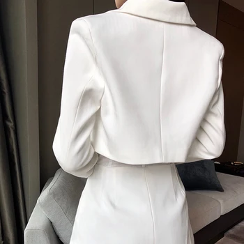TWOTWINSTYLE Baltos spalvos Elegantiškas Švarkas Moterims Įpjovomis ilgomis Rankovėmis Tuščiaviduriai Iš Atsitiktinis Sportiniai švarkai (bleizeriai) Moterų Mados Naują Drabužių 2021