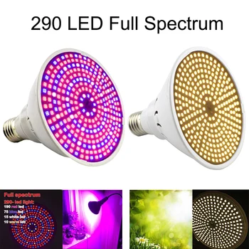 Visą Spektrą 290 LED Patalpų Augalų Auga Lemputes E27 Lempa Daržovių Cultivo Augimo, Hidroenergijos, Saulės Fito Lempos Gėlių Electron