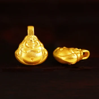 1 VNT. Naujas Kieto Grynas 24Kt 3D Geltonos Aukso Pakabukas Mini Buda Granulių Pakabukas 0.1-0.2 g 9x8x1.5mm