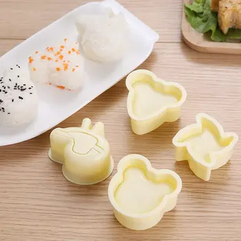 4 Vnt/set Suši Maker Paspauskite Plastiko Gyvūnų Onigiri Bento Suši Pelėsių Vaikams Maisto Ryžių Kamuolys Pelėsių 
