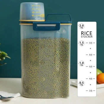 Namų Maisto Ryžių Laikymo Indu Virtuve, Plastikiniai Grūdų Saugojimo Kibirą Uždaromos Drėgmei atsparus Multigrain Bakas Su Skale