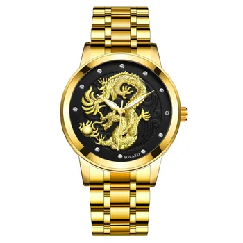 Naujas Aukso Vyrai Laikrodžiai Top Brand Prabanga Vandeniui Kinų Drakonas Žiūrėti Visą Verslo Plieno Kvarcinis Laikrodis Vyrų Relogio Masculino