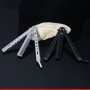 Profesinės drugelis peilis salonas nerūdijančio plieno lankstymo mokymo drugelis peilis hairbrush modeliavimo įrankis Formavimo šukos cool