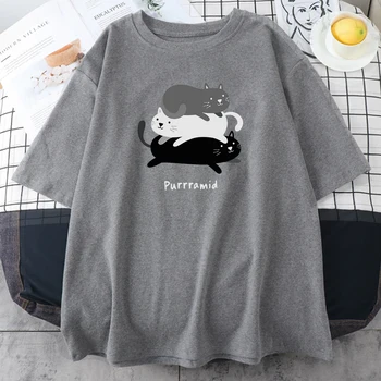 Trys Kačiukai Kraunamos Kartu Atspausdintas Moterų tee marškinėliai 2021 Prekės Marškinėlius Negabaritinių Naujų Drabužių Atsitiktinis 