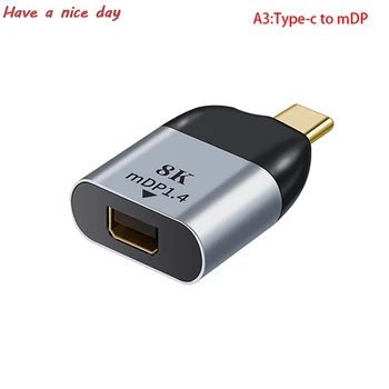 UHD 8K Tipas-C-Hdmi/VGA/DP/RJ45/Mini DP Video Converter 4K 60Hz USB C Adapteris