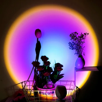 Vaivorykštė Saulėlydžio Projektorius Atmosferą Naktį Šviesos Namuose Kavos Parduotuvė Fone Sienų Apdailai Spalvingas Saulėlydžio Lempa dropship