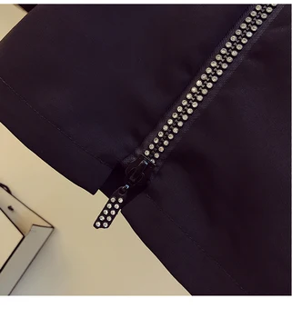 Vasaros korėjos Dviejų dalių rinkinys Moterims Kontrastingos dryžuotas Megztiniai Skara Sailor apykaklės Laisvi Marškinėliai + Diamond užtrauktukas-line Sijonas nustatyti 4XL