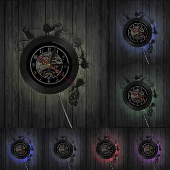 Žaisti Žiurkių Chase Sūrio Žaidimas Pjovimas Lazeriu Rankdarbių Meno Juodas Sieninis Laikrodis Gyvūnų Pelės Pelės Kenkėjų Raižyti Albume Muzikos Įrašų Laikrodis
