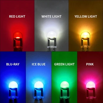 10vnt/Daug LED T10 W5W COB Stiklo Automobilių Lemputės Auto Licenciją Plokštelės Dome Skaityti DRL Lempos Stiliaus 12V Balta Raudona Geltona Žalia Mėlyna Rožinė