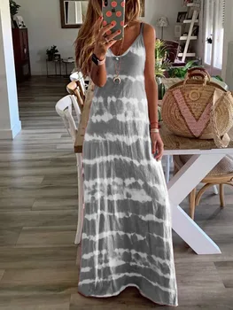 2020 Metų Vasaros Moterų Maxi Suknelė Boho Kaklaraištis Dažų Spausdinti Spageti Dirželis Rankovių Plius Dydis Saulė, Paplūdimio Suknelės Skraiste Moterų Vestidos