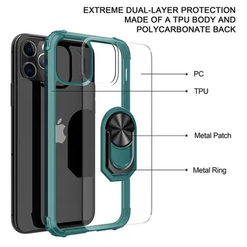 Aišku, Case For iPhone 12 Pro Max 11 XR XS X SE 2020 m. 8 7 Plus atsparus smūgiams Skaidrus Magnetas Žiedas Apima, 