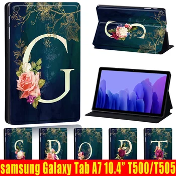 Case for Samsung Galaxy Tab A7 10.4 Colių 2020 T500/T505 Inicialai, Pavardė PU Odos Tablet Raštas stovėti Korpuso Dangtelis +Nemokamas Stylus