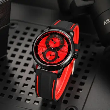 Forsining Klasikinis Raudonas Juodas Vyrų Automatinis Mechaninis laikrodis Tuščiaviduriai Vandeniui atsparus Silikoninis Dirželis Atsitiktinis Sporto Žiūrėti Reloj Hombre