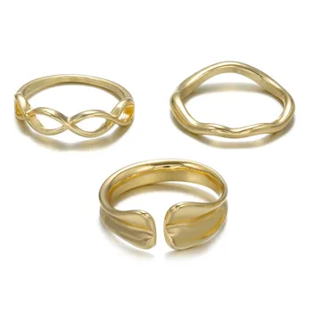 Madinga Aukso Skiedra Spalvos Metalo Lydinio Žiedų Rinkinys Moterims Mados Geometrinis Begalinis Žiedas Rinkiniai 2021 Šalies Moterų Papuošalai