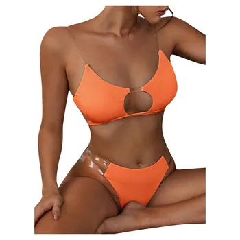 Moterys, Aišku, Dirželiai Briaunoti Bikini Komplektas, Push-up Brazilijos maudymosi Kostiumėliai Paplūdimio maudymosi kostiumėlį, Seksualus Bikini Kietas Push Up Bikinis 2021 Karšto Pardavimo