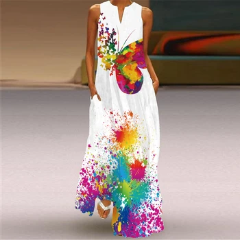 Moterų Paplūdimio Prarasti 3D Atspausdintas Kišenėje Suknelė 2021 Atsitiktinis Plius Dydis Atostogų Gėlių Maxi Suknelė Moterų Bohemijos Mados Suknelės