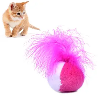 1PC Katė Pliušinis Katžolių Ball Žaislas Kūrybos Dirbtiniais Plunksnų Minkštas Katė Bell Ball Žaislas Katė Interaktyvus Žaislas Katėms Herbe Pokalbių