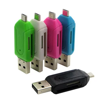 2 In 1 Nešiojamas USB OTG Adapteris, Universalus Micro USB TF, SD Card Reader Ratai Smart Atminties USB Kortelių Skaitytuvas Atsitiktine Spalva