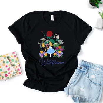 Alisa Stebuklų, Marškinėliai Wildflower T-shirt Epcot Tee Sodo Marškinėliai Mielas Princesė Tees Augalų Mylėtojai Dovana