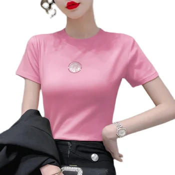 BETHQUENOY Rožinė Tshirts Medvilnės Marškinėliai Femme Marškinėliai Viršuje Negabaritinių Vasaros Drabužių Moterims trumpomis Rankovėmis Camisetas Mujer 2021