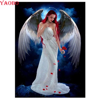 Diamond tapybos Angelas sparnų 5d visą mozaika, siuvinėjimas moteris modelis strazdų 5d meno 