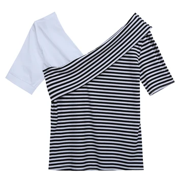Vasarą Europos Drabužius T-shirt Mados Seksualus Kratinys Off Peties Moterų Viršūnių Ropa Mujer Trumpas Rankovės Medvilnės Tees 2020 T05514